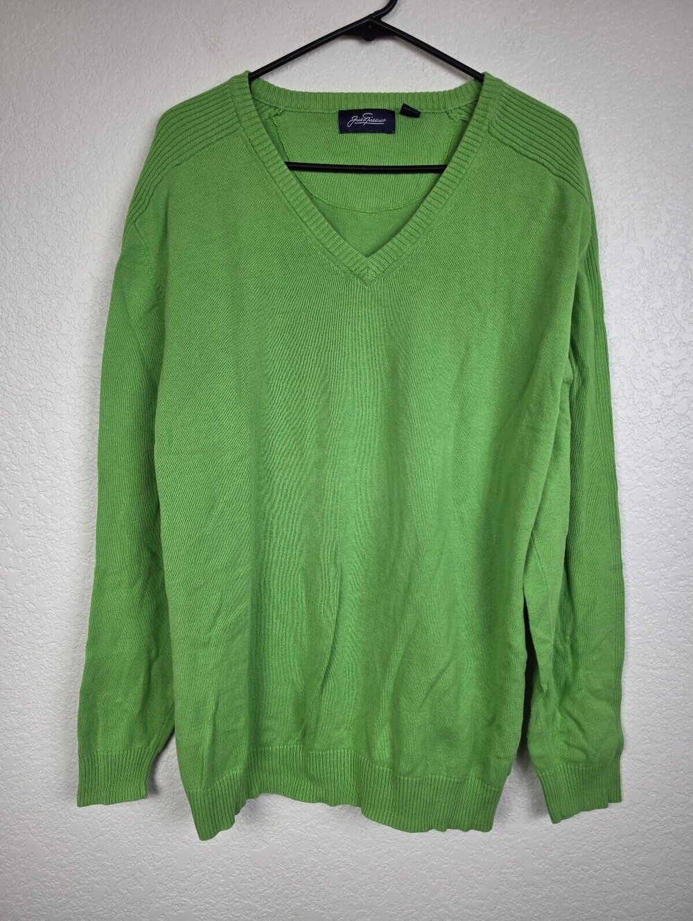 Jack Spade Men's Green V-Neck Cotton Sweater XL